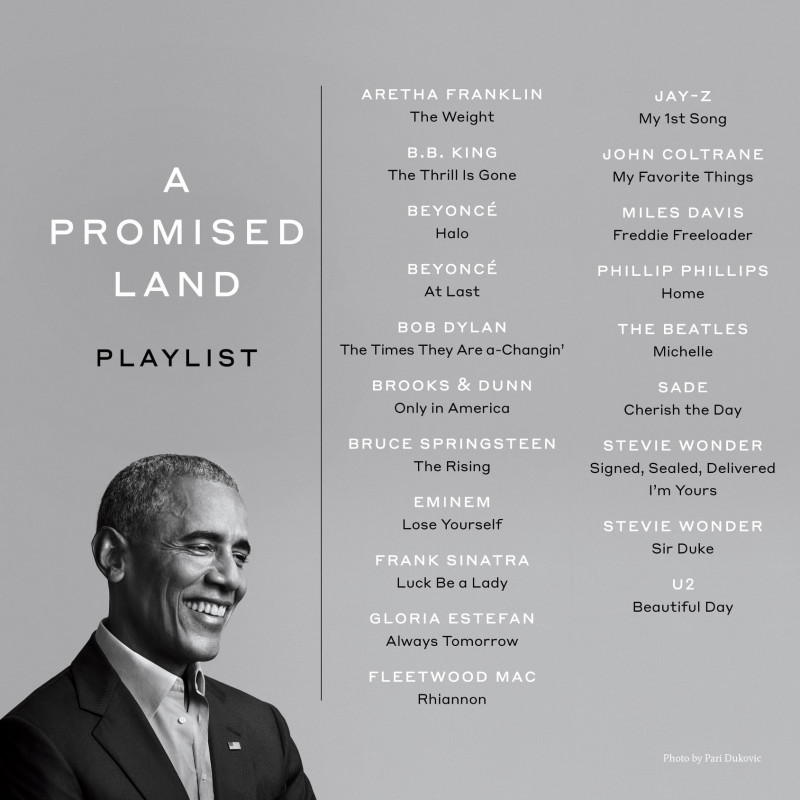 Former US president Obama shows off playlist in conjunction with new memoir