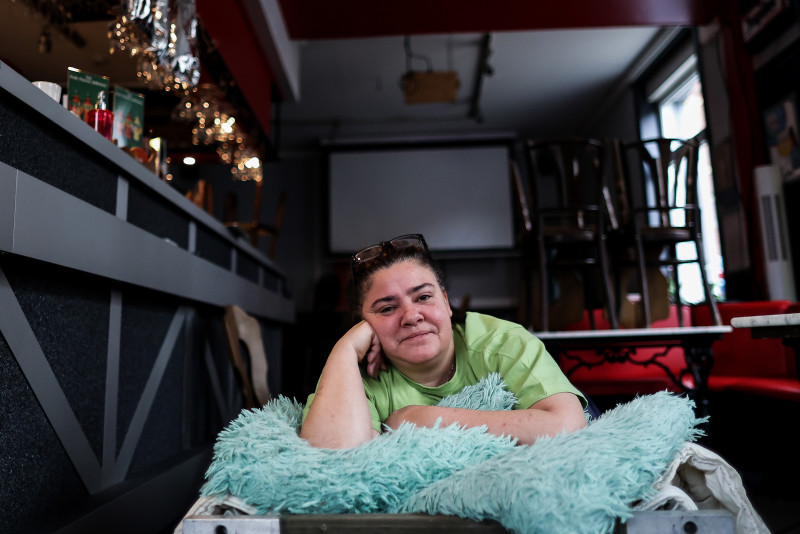 Belgian cafe owner holds sleep-in to protest virus shutdown