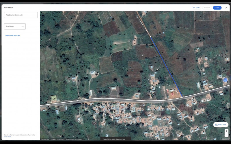 Filling in roads missing in Google Maps