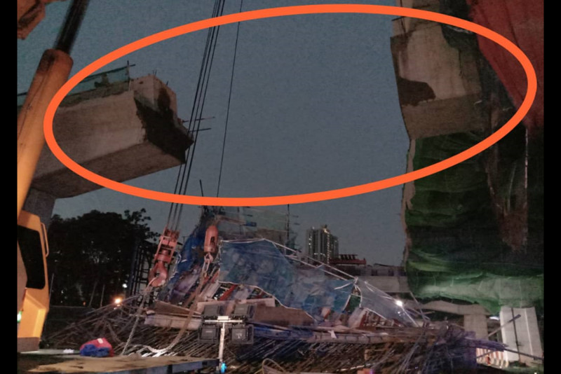 [UPDATED] Two injured as concrete slab collapses at NKVE Sg Buloh-Kota Damansara highway