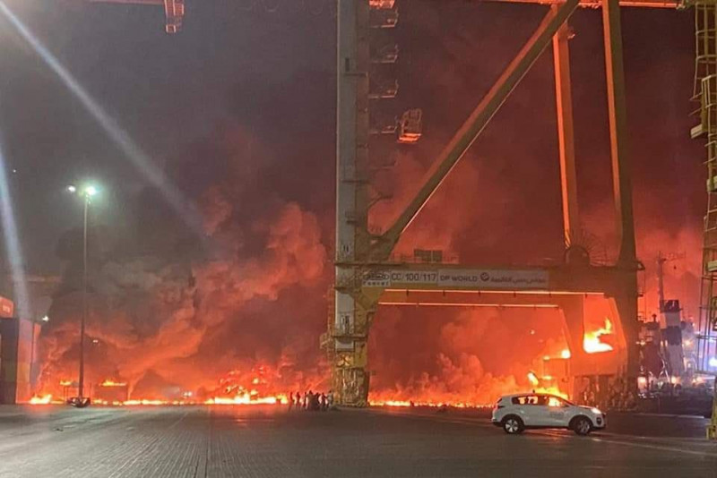 ‘I saw the windows shake’: blaze at Dubai port after loud blast under control