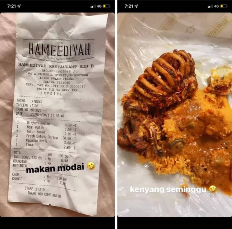 Prices clearly listed: Restoran Hameediyah defends RM100 fried squid