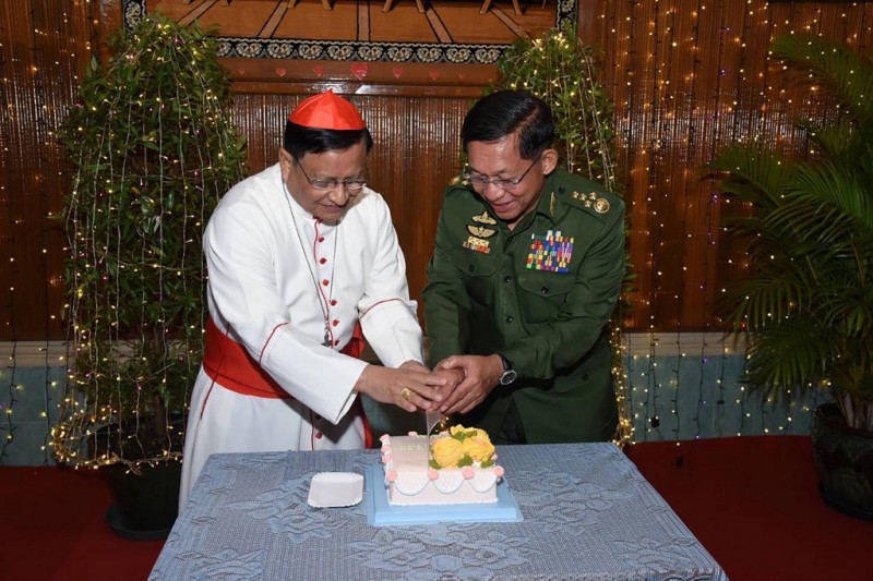 Top Myanmar Catholic triggers uproar with junta chief Christmas cake photo