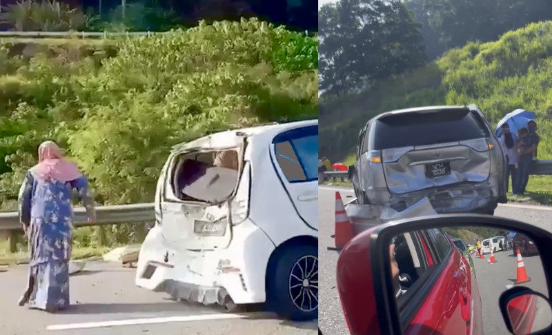 [UPDATED] Massive accident involving eight vehicles, container lorry causes jam on MRR2