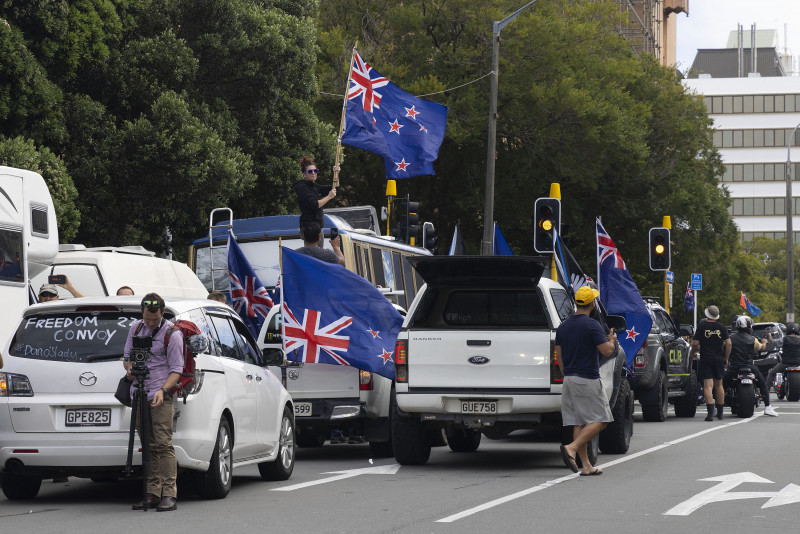 New Zealand Covid-19 protest convoy jams streets near Parliament