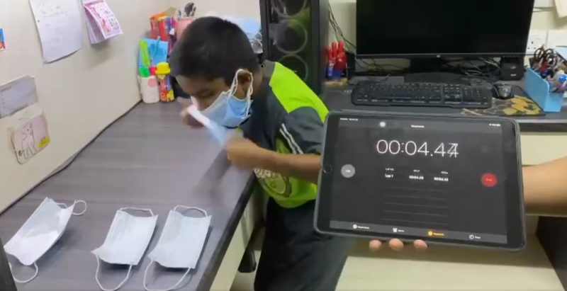 10-year-old boy sets national record for rapid mask-wearing 