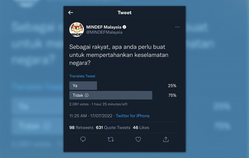 Is this sabotage? Mindef’s poll gaffe leaves Twitter users bemused