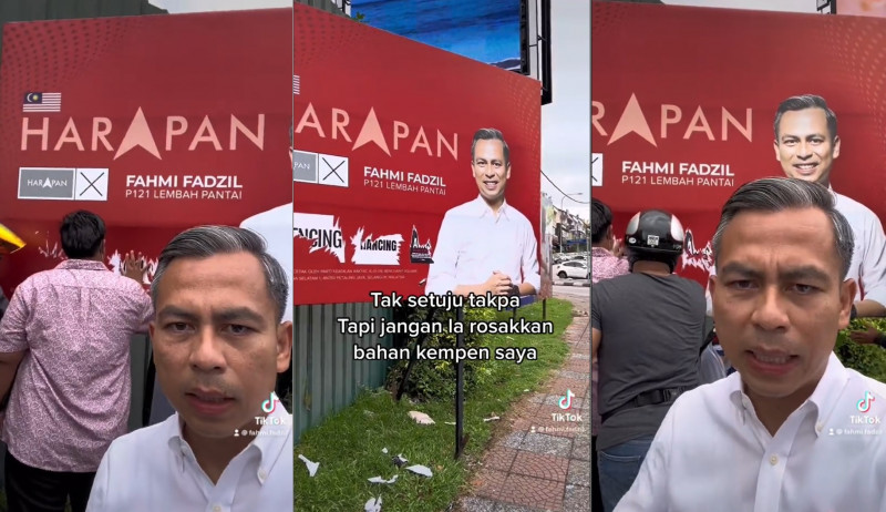 GE15: cops seek individuals suspected of defacing Fahmi Fadzil’s posters