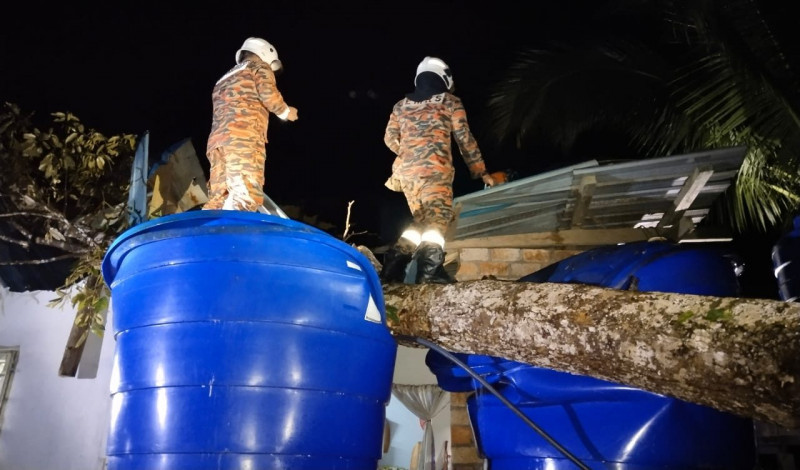 Lucky escape for Lawas family after durian tree falls on house