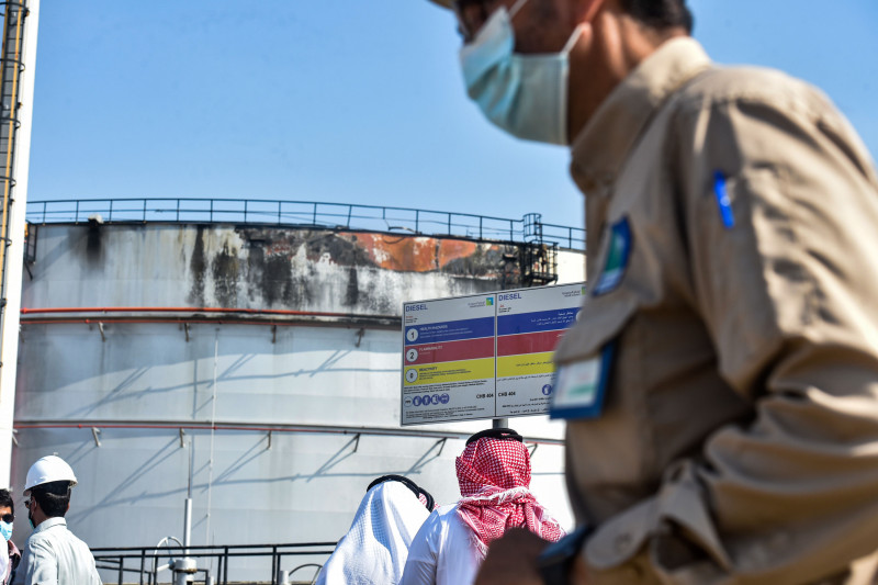 Saudi Aramco says Huthi strike tore large hole in oil tank