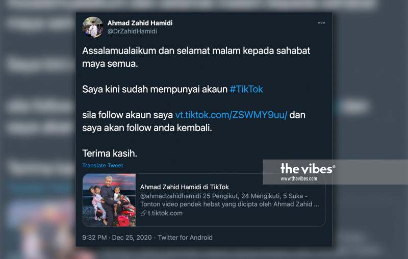 Zahid jumps on TikTok bandwagon