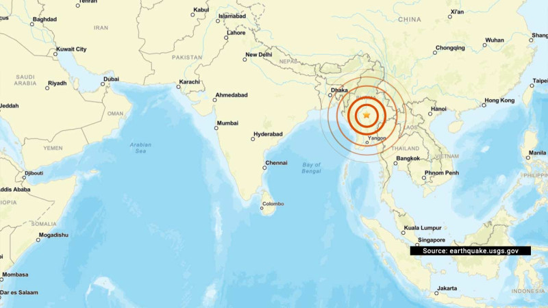 Earthquake measuring 4.1 magnitude strikes central Myanmar