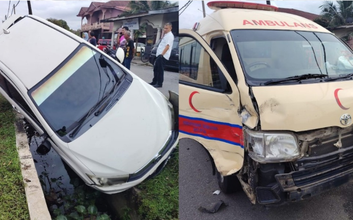 Ambulance carrying two injured men crashes en route to hospital after MPV collision in Besut