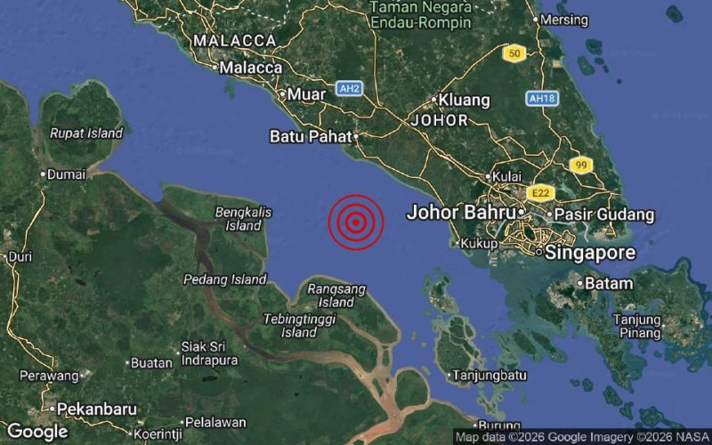 Minor earthquake recorded off Batu Pahat, tremors possibly felt in Johor