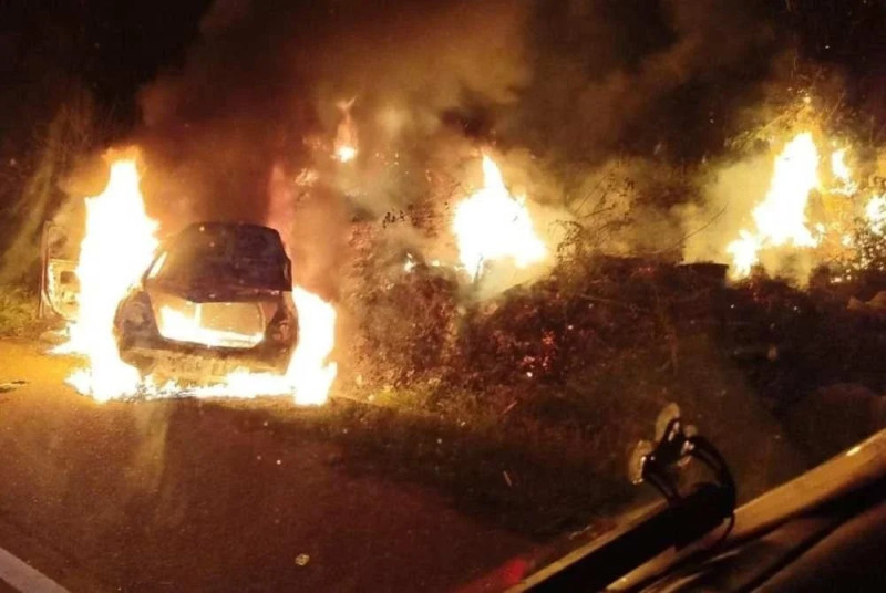 Man killed after car catches fire in three-vehicle collision in Johor