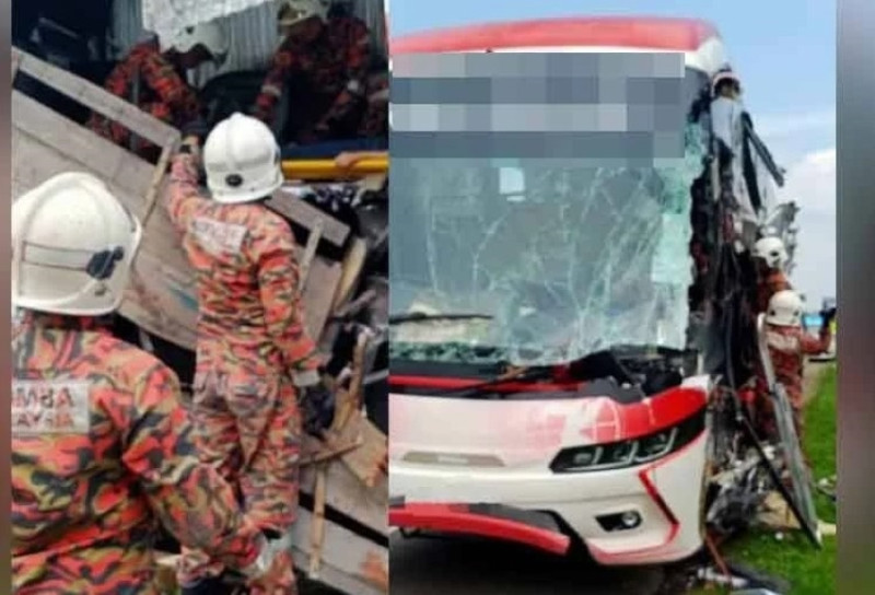 Express bus collides with trailer on North-South Expressway, 25 passengers escorted to safety
