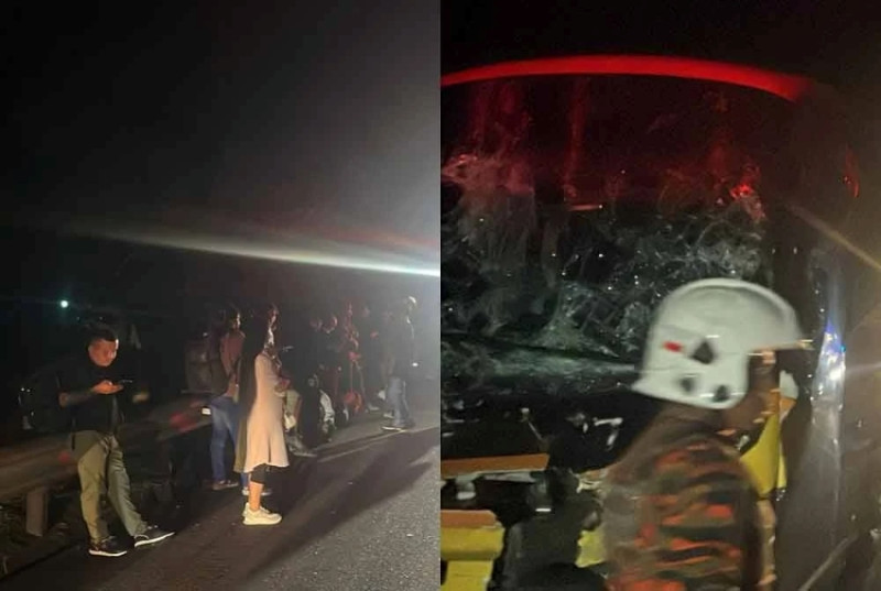 Express bus collides with trailer on North-South Expressway