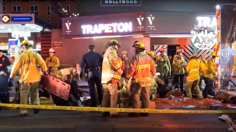 At least 30 hurt after car hits crowd outside Los Angeles club, fire department says