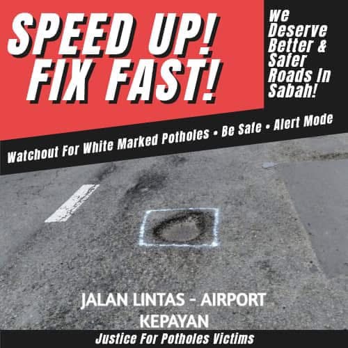 Alleged inaction by authorities over potholes forces Sabahans to take action 
