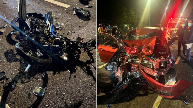 Two relatives killed in early-morning collision after car veers into opposing lane in Kluang