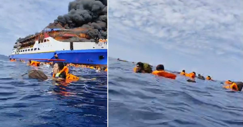 Passengers jump overboard as ferry catches fire off North Sulawesi
