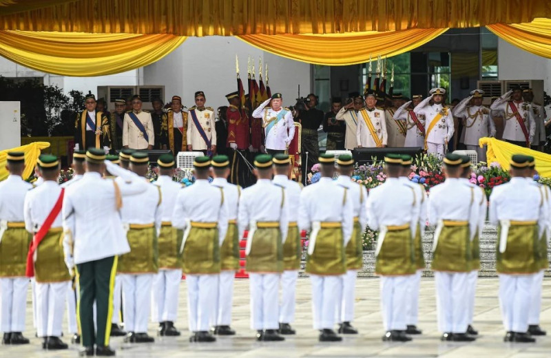 King presides over grand military colours parade to mark official birthday celebrations