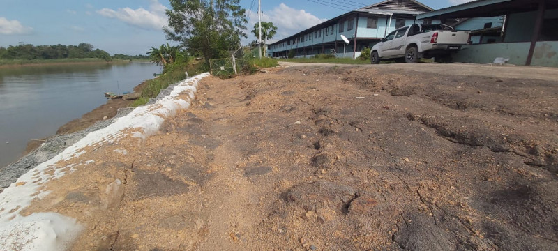 Gabion wall to tackle river bank erosion at  mighty Baram River