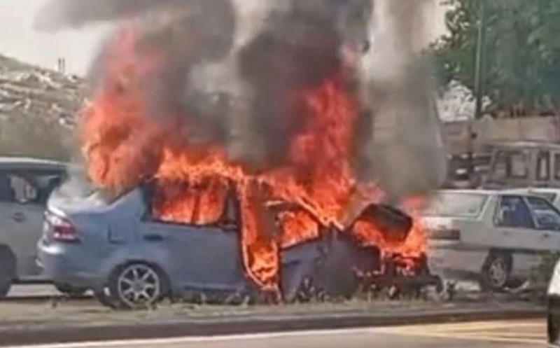 Car engulfed in flames after five-vehicle collision in Melaka