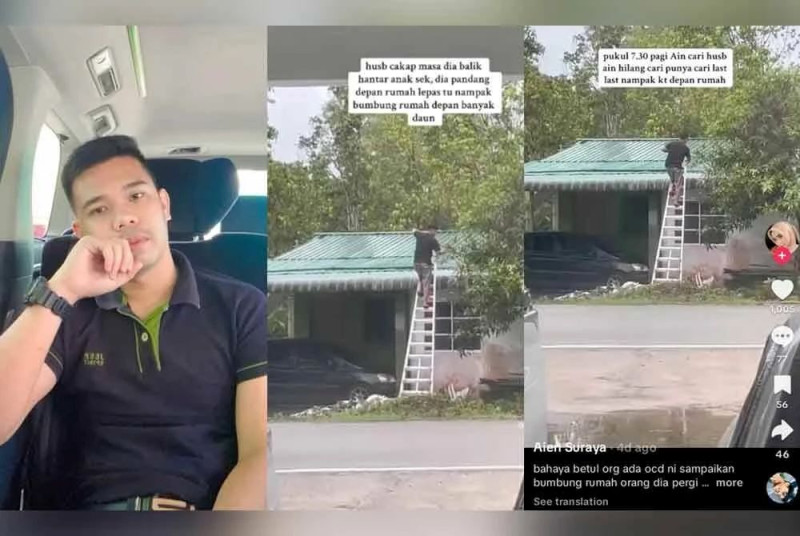 Thought to be missing, wife finds husband cleaning neighbour’s roof