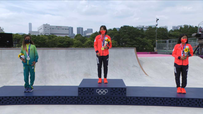 Japan's Nishiya, 13, becomes first women's Olympic skateboard champion