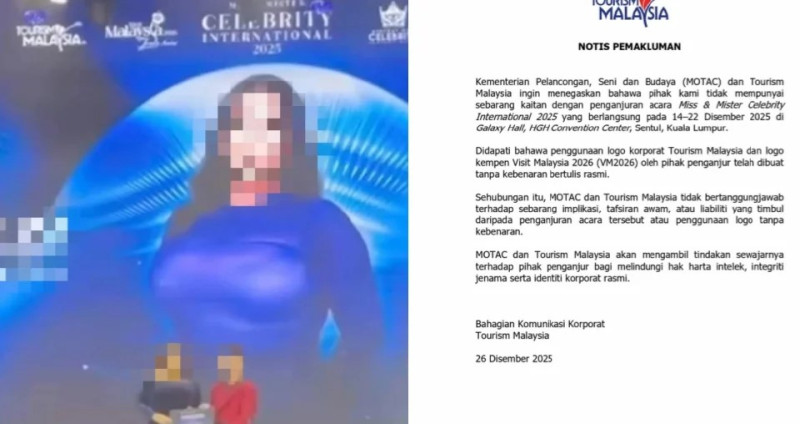 MOTAC to act against unauthorised use of logos in Miss & Mister Celebrity International 2025