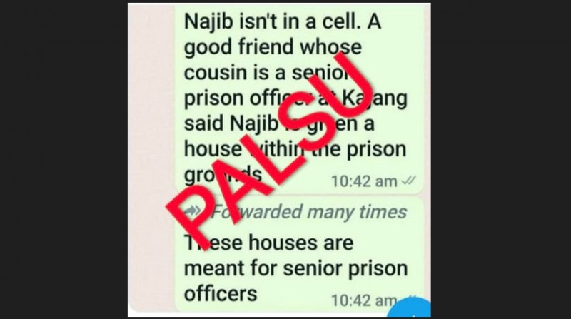 Fake info: Prison Dept denies giving Najib special housing