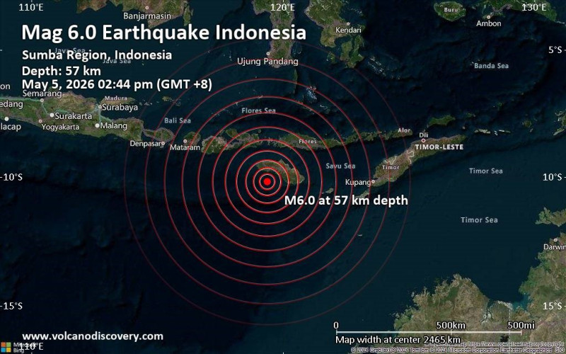 Moderate earthquake strikes off Indonesia’s Nusa Tenggara Timur, no tsunami threat detected