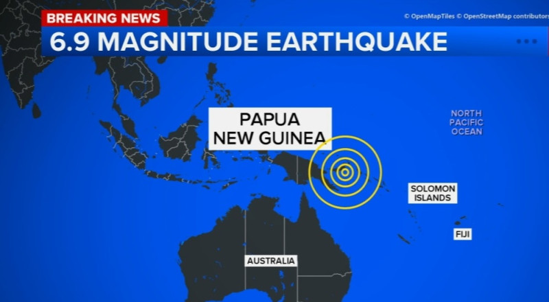 6.9 magnitude earthquake strikes off Papua New Guinea