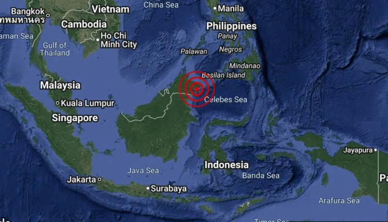 Moderate magnitude 5.0 earthquake strikes waters off Sandakan
