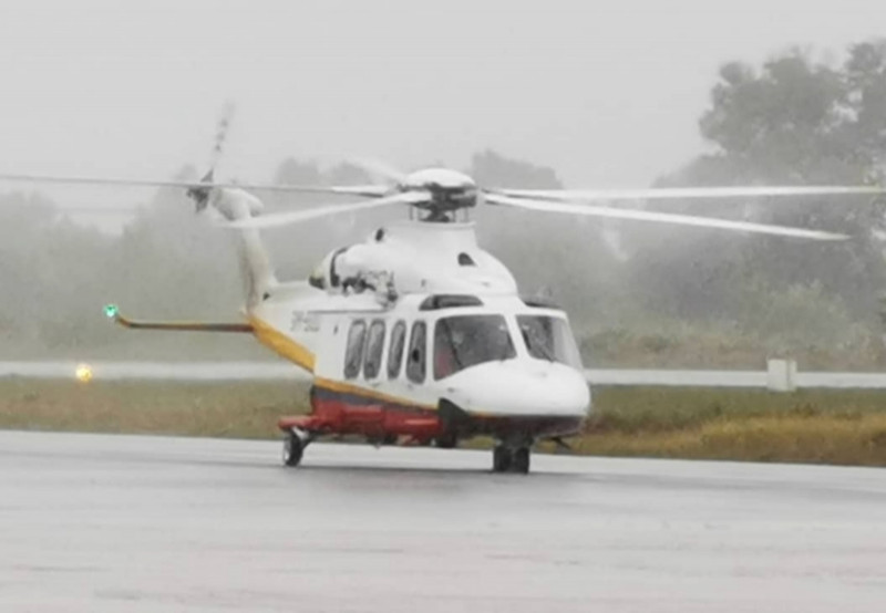 Chopper safely carries vaccination supplies to rural Sarawak despite bad weather