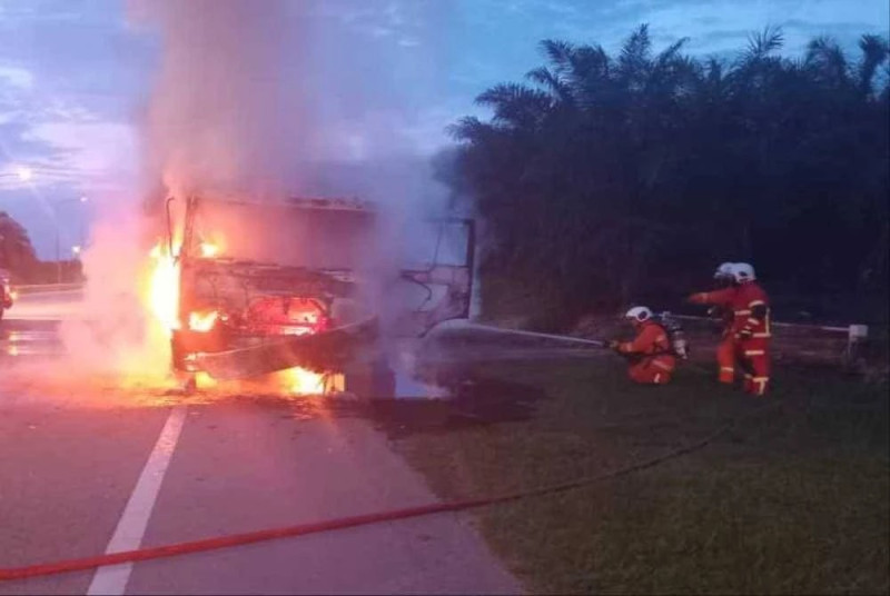 Motorcyclist killed in fiery crash after becoming trapped under lorry in Segamat