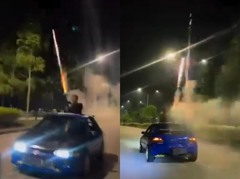 Two locals remanded over dangerous firecracker stunt from moving car in Shah Alam