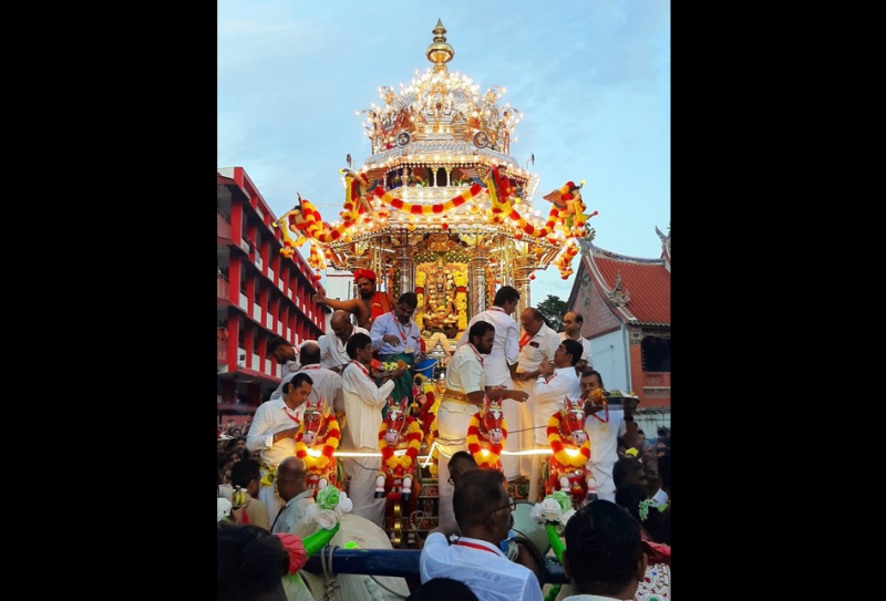 The Silver Chariot In The Midst Of Its Procession Along George Town During Thaipusam Celebration In January 2024. Penang Nagarathar Thandayuthapani Temple Facebook Pic. 