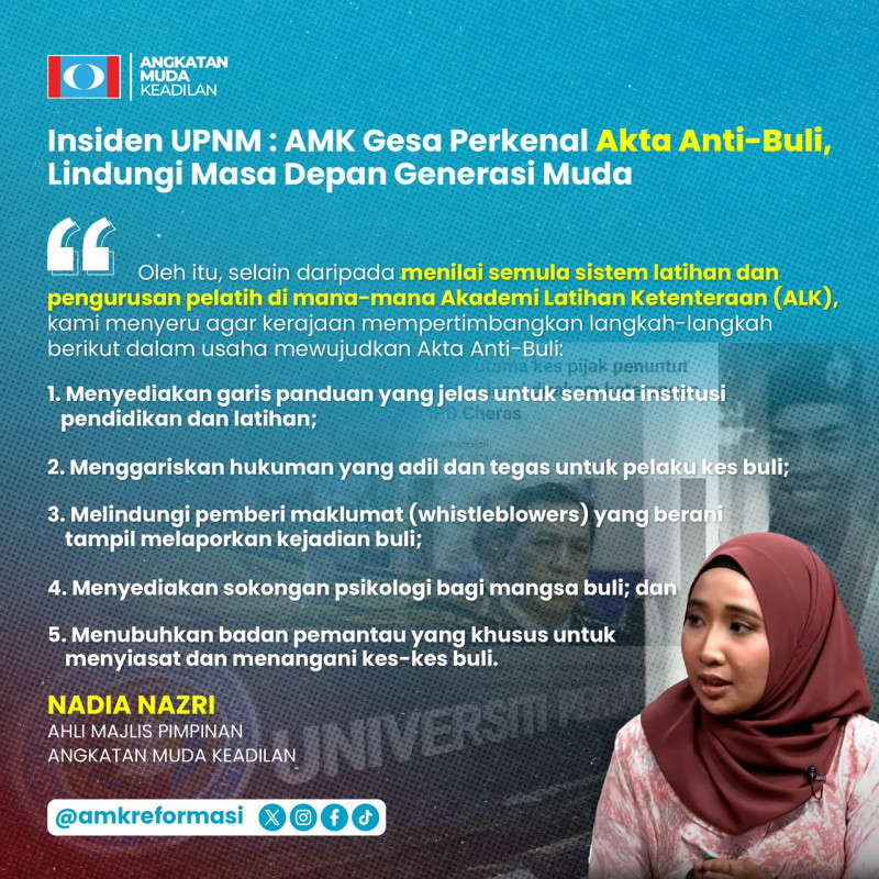 Urgent need for Anti-Bullying Act in Malaysia, says Keadilan youth
