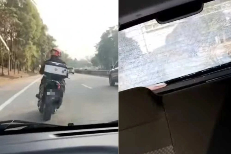 Singapore-registered motorcyclist allegedly throws stone at car on second link