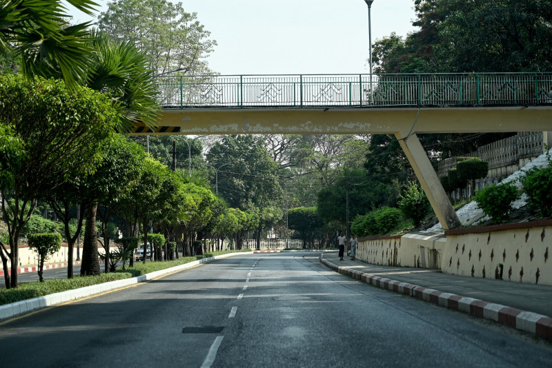 Myanmar streets empty in protest on coup anniversary