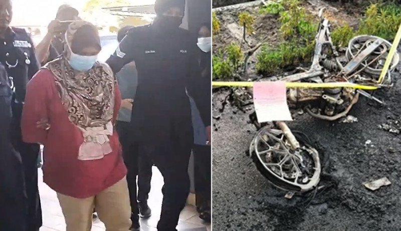 Woman pleads guilty, regrets setting motorcycle on fire