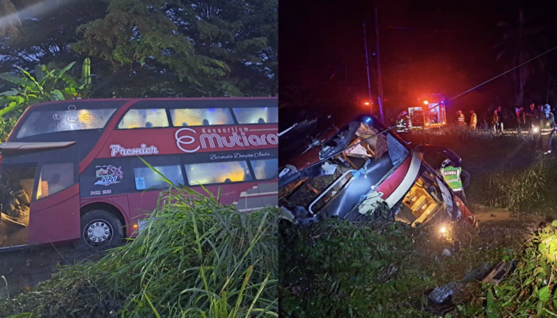 [UPDATED] Driver sustains injuries after express bus swerves into ditch