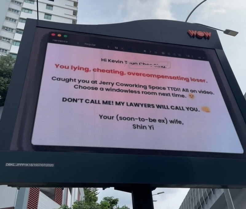 Billboard in TTDI of 'cheating husband' goes viral