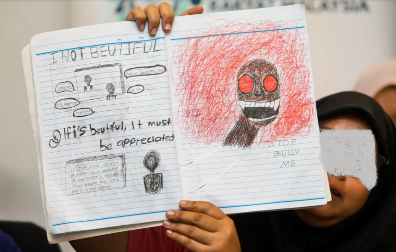Bully victim began drawing strange monsters, cut herself, says mother