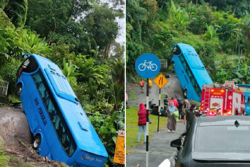 Brake failure suspected in factory bus crash near Paya Terubong