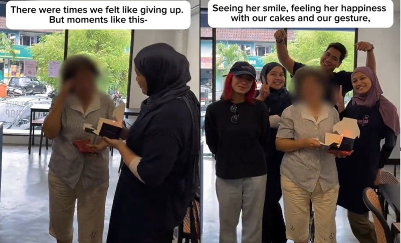 Bakery staff surprise aunty who celebrated birthday alone
