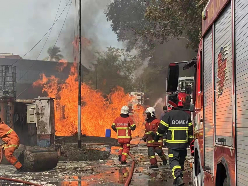 Firefighters battle chemical storage warehouse blaze for over eight hours