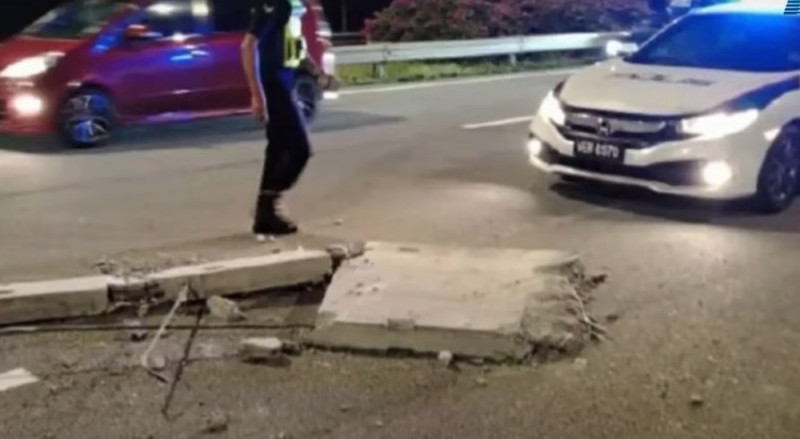 8 cars crash after concrete slab falls on KLIA road